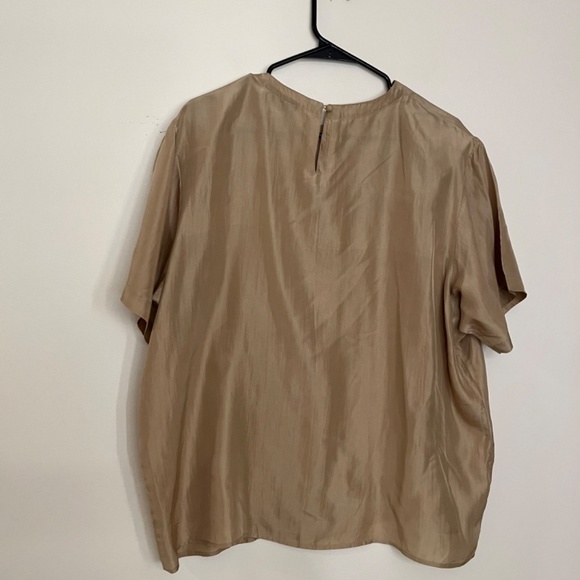Vintage 100% Silk Gold T-Shirt Blouse size XL - Picture 7 of 8
